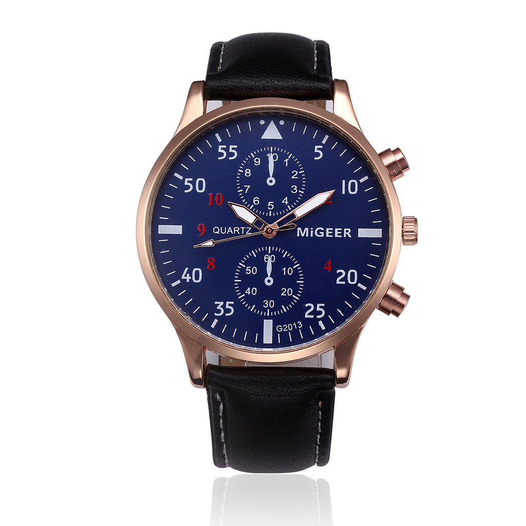 C2C Retro Leather Band Analog Alloy Quartz Wrist Men Watch