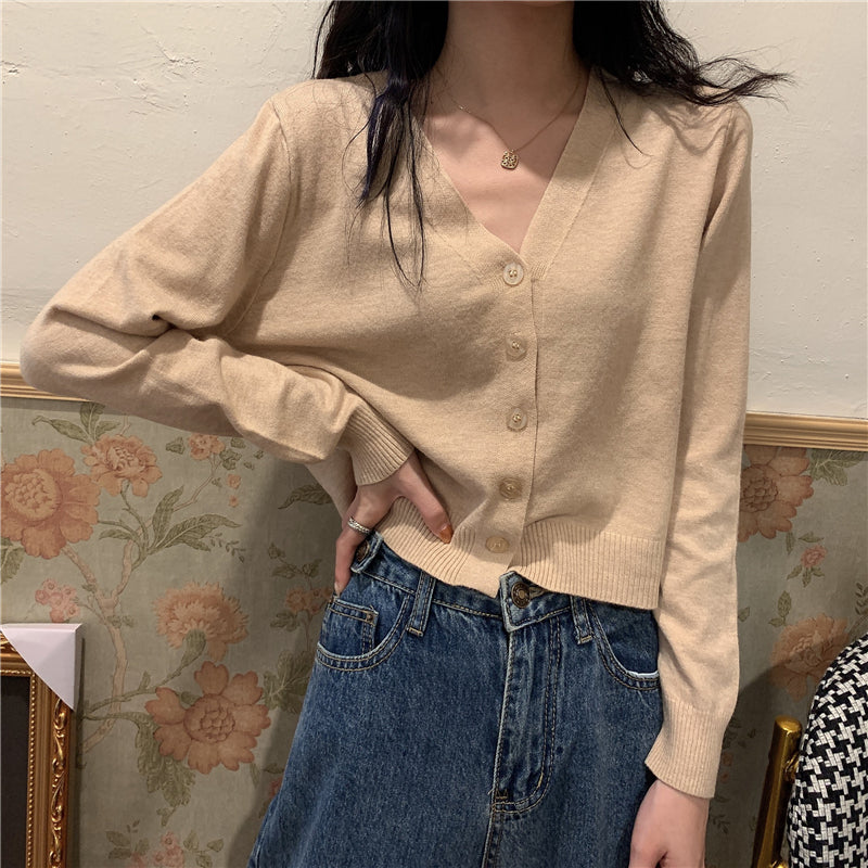 Thin long-sleeved knitted sweater cardigan jacket