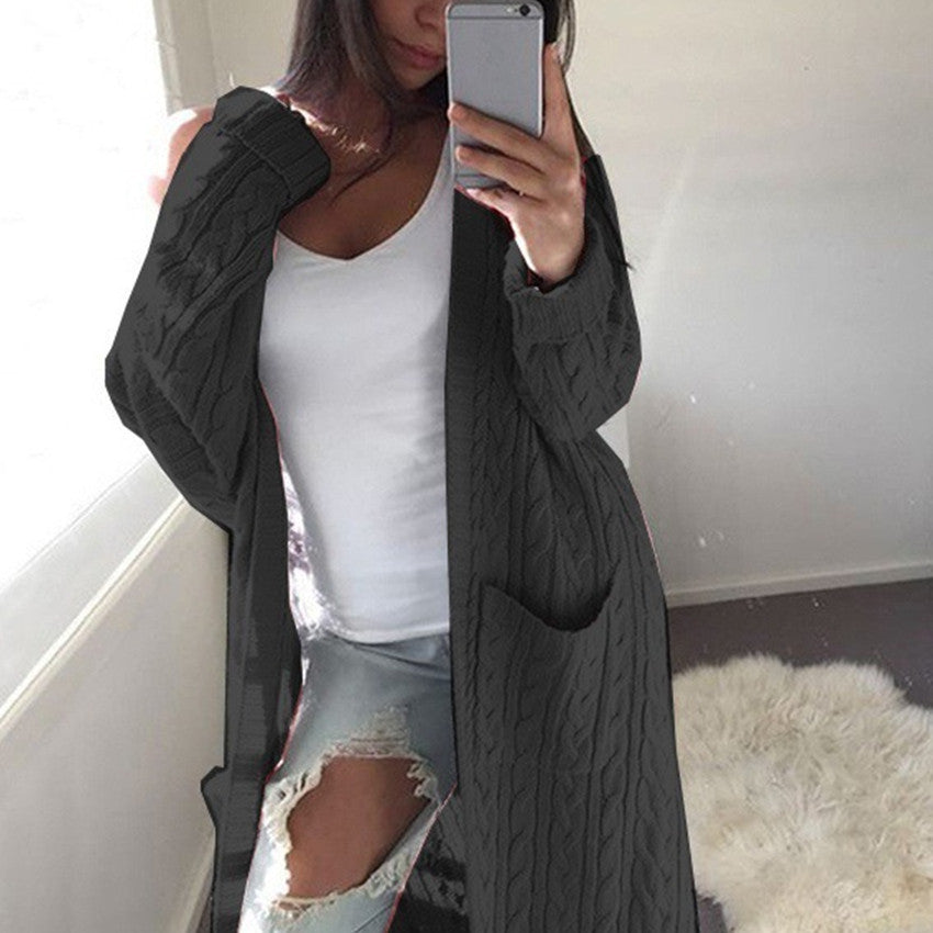 Long Double-Pocket Full Body Twist Sweater