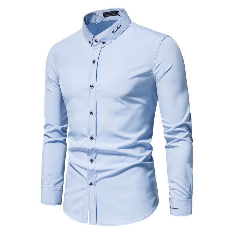 C2C Fashion Slim Fit Embroidered Long-Sleeved Shirt