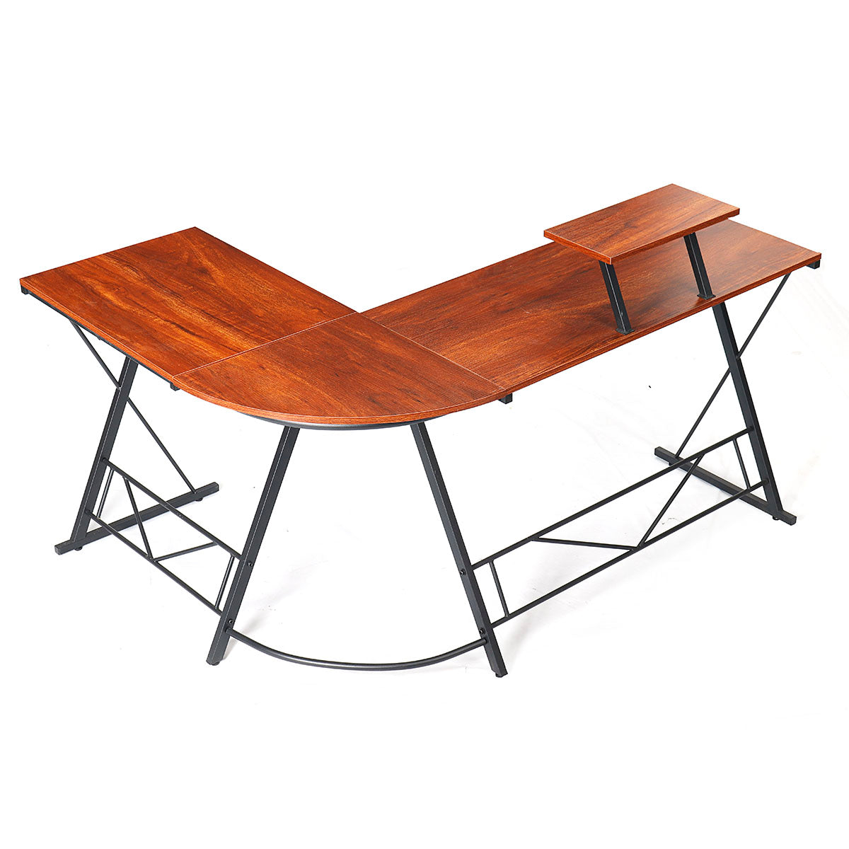 C2C L-shaped Computer Desk with Monitor Stand for Home Office