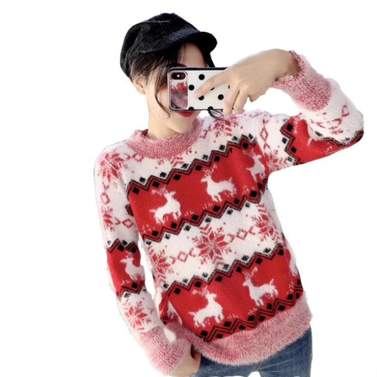 Snowflake Fawn Turtleneck Sweater