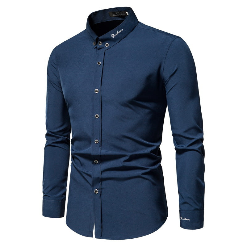 C2C Fashion Slim Fit Embroidered Long-Sleeved Shirt