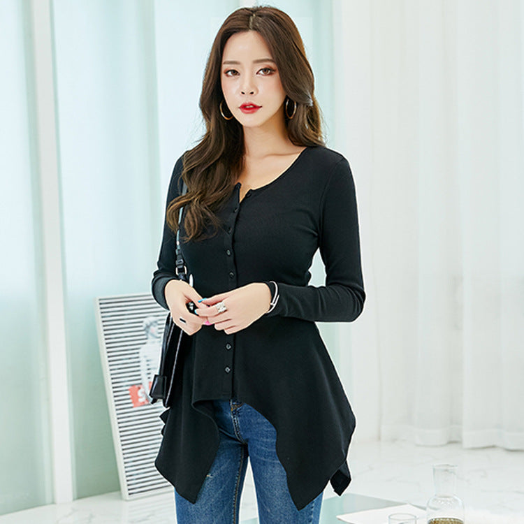 C2C Polyester & Cotton Long Sleeve Bottoming Woman Shirt
