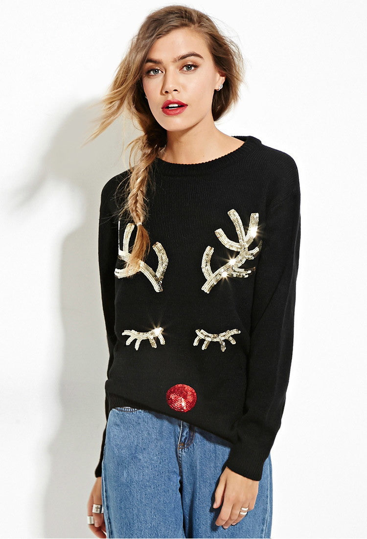 C2C Christmas Sweater Holiday Theme Long Sleeve Sweater