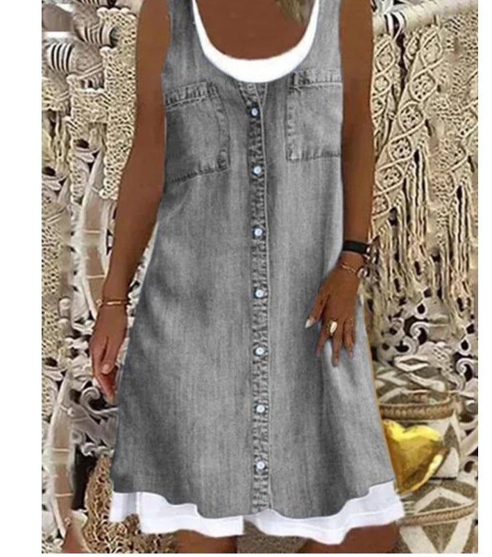 C2C Round Neck Halterneck Plus Size Casual Dress