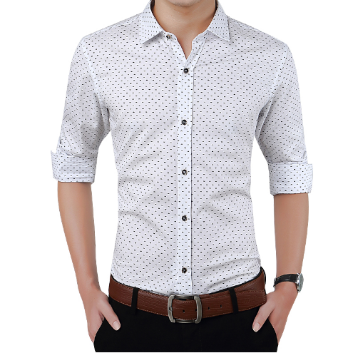 C2C Long-Sleeves Polka Dot Printing Men's Shirt