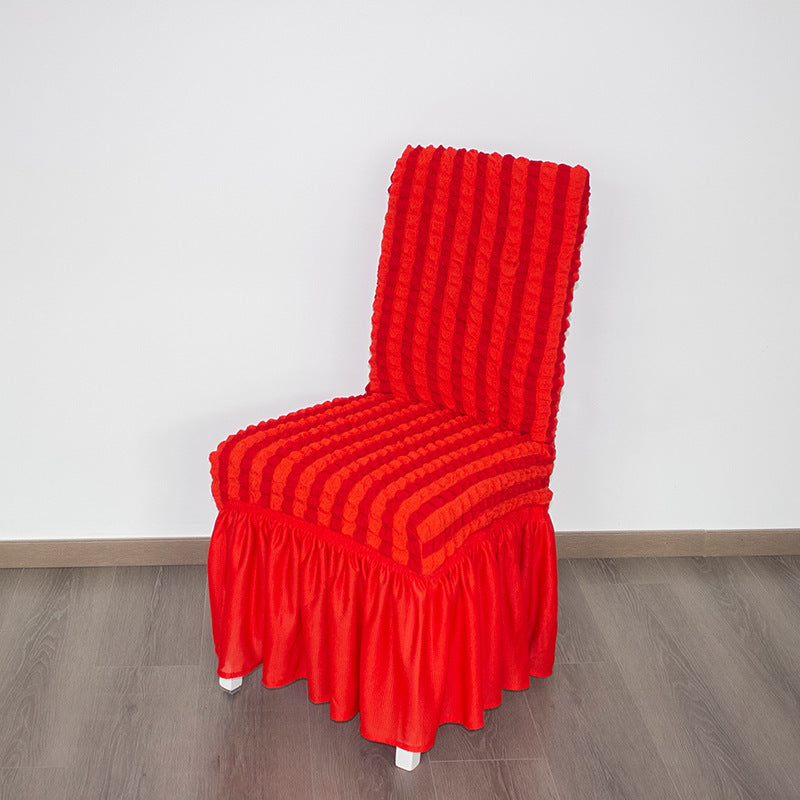 C2C Stretch Full-Inclusive Two-Color Seersucker Home Dining Chair Cover