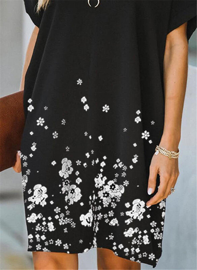 C2C Floral Short Sleeve Knee Length Casual Dress