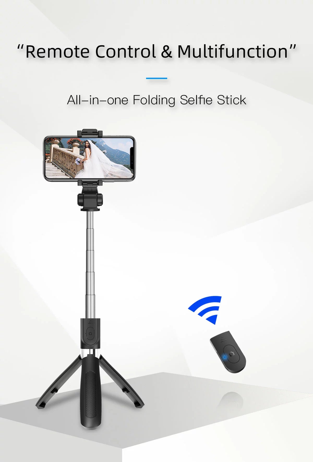 C2C All in One Extendable Selfie Sticks with Tripod Stand & Detachable Wireless Remote Control