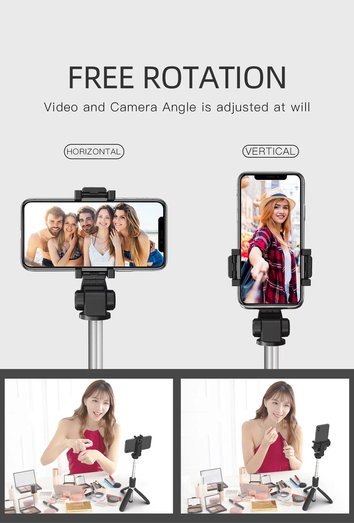 C2C All in One Extendable Selfie Sticks with Tripod Stand & Detachable Wireless Remote Control