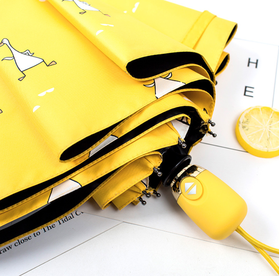 C2C Mall-Cartoon Duck Design Automatic UV Protection Umbrella Windproof