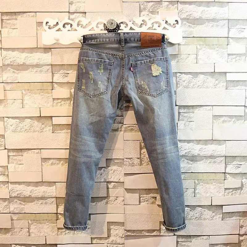 C2C Ripped  Ankle Jeans Men's Summer Pants