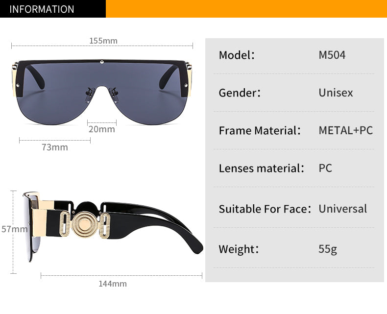 C2C Semicircle Metal Half Frame Futuristic Outdoor Men & Women Sunglasses