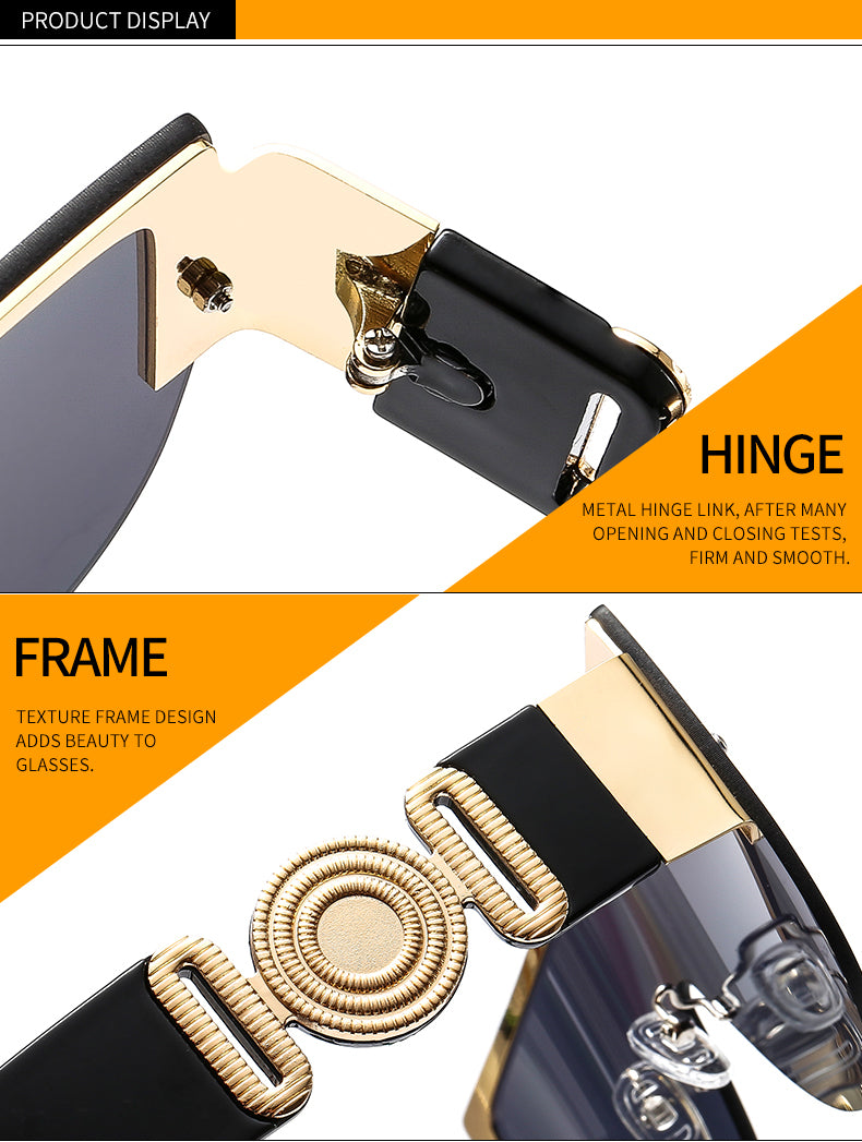 C2C Semicircle Metal Half Frame Futuristic Outdoor Men & Women Sunglasses