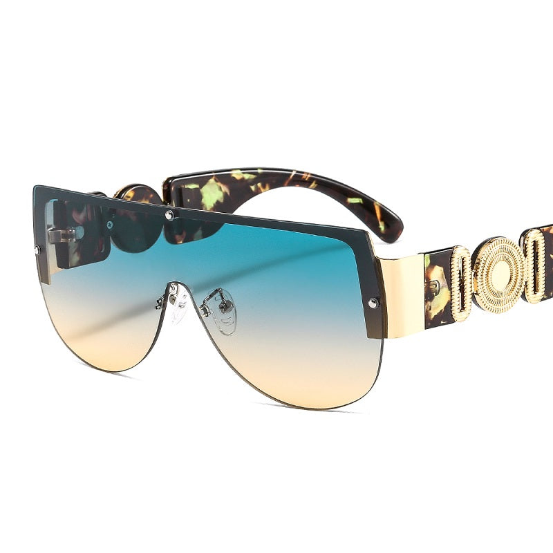 C2C Semicircle Metal Half Frame Futuristic Outdoor Men & Women Sunglasses