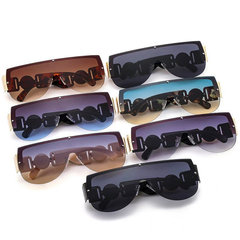 C2C Semicircle Metal Half Frame Futuristic Outdoor Men & Women Sunglasses