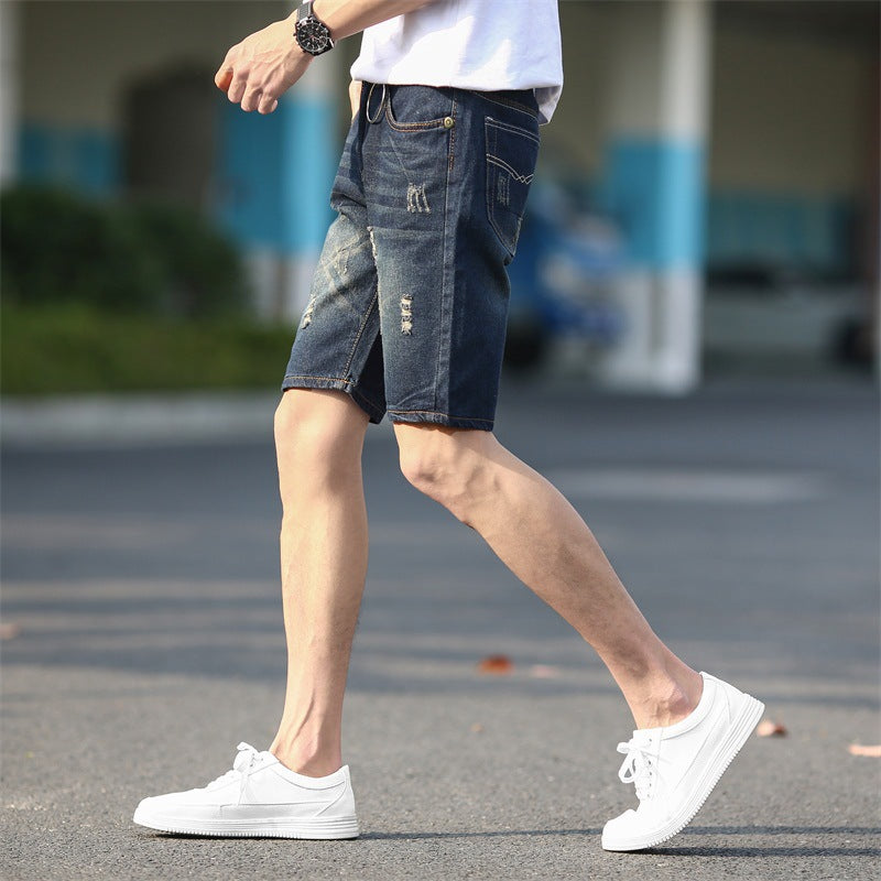 C2C Summer Denim  Men's Ripped Five-point Plus Size Shorts