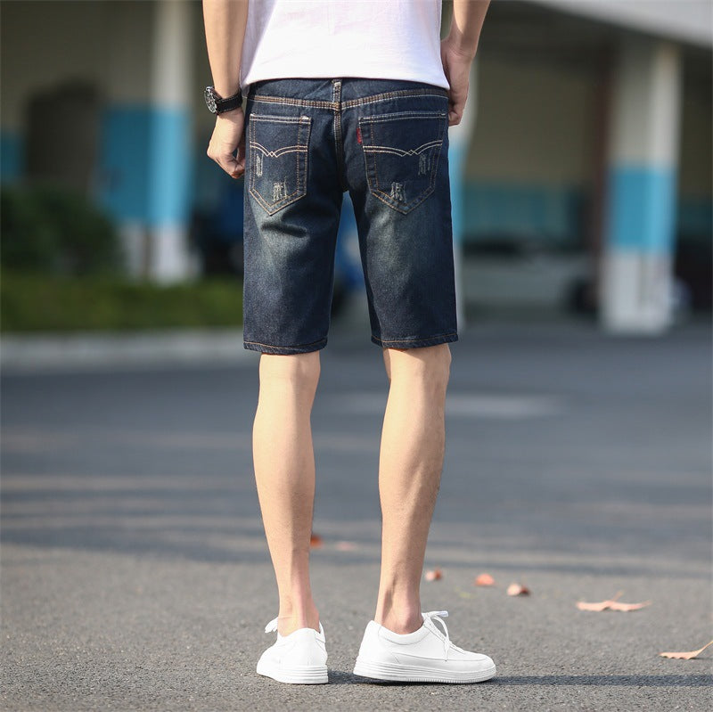 C2C Summer Denim  Men's Ripped Five-point Plus Size Shorts