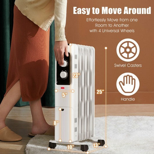 C2C Mall-Oil Filled Portable Radiator Space Heater with Adjustable Thermostat