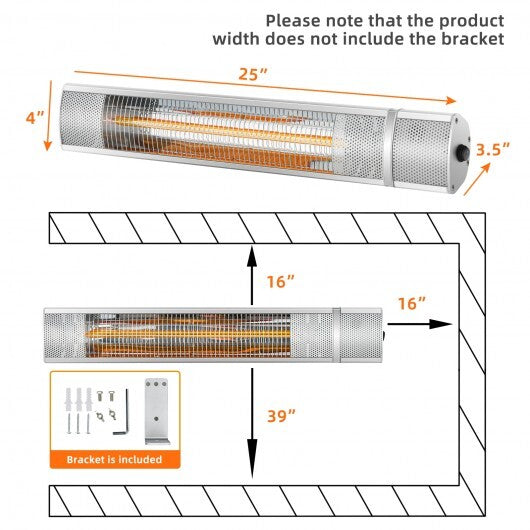 C2C Mall-Outdoor Silver Electric Patio Heater with Remote Control