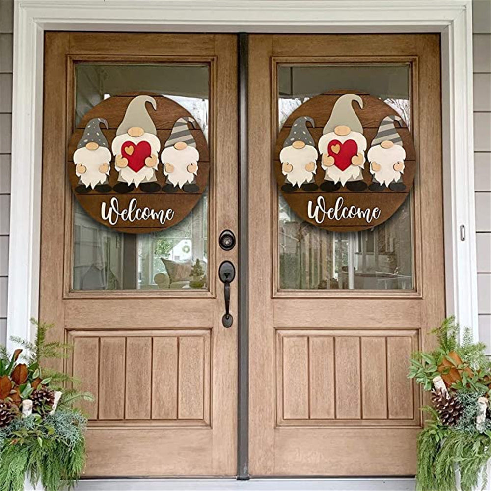 C2C Mall All Season Gnome Dwarf Welcome Wooden Hanging Christmas Sign