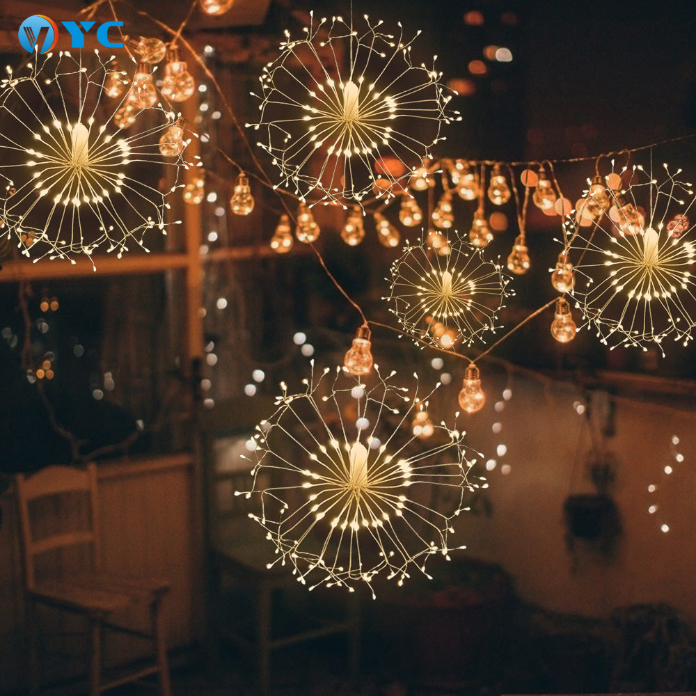 C2C Christmas Room Decoration Firework Remote Control Copper Wire Led Bouquet Fairy Light