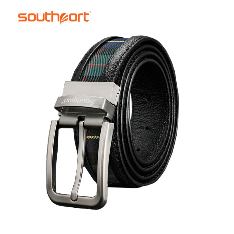 Southport cowhide belt men's belt leather rotate buckle Lattice belt