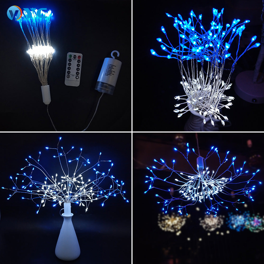 C2C Christmas Room Decoration Firework Remote Control Copper Wire Led Bouquet Fairy Light