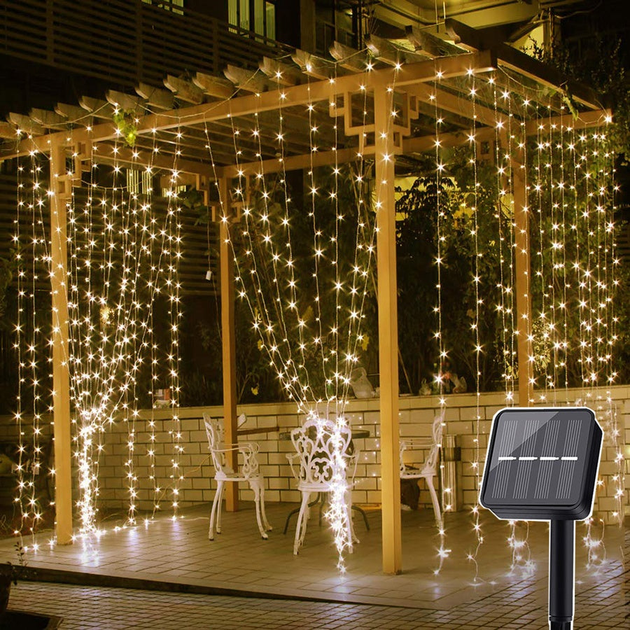 C2C Christmas Outdoor Solar LED String Curtain Windows Lights