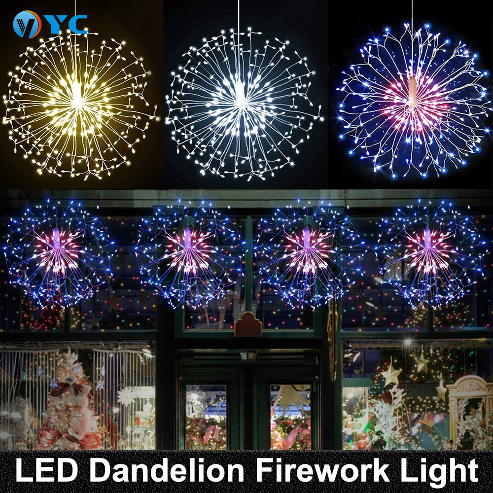 C2C Christmas Room Decoration Firework Remote Control Copper Wire Led Bouquet Fairy Light