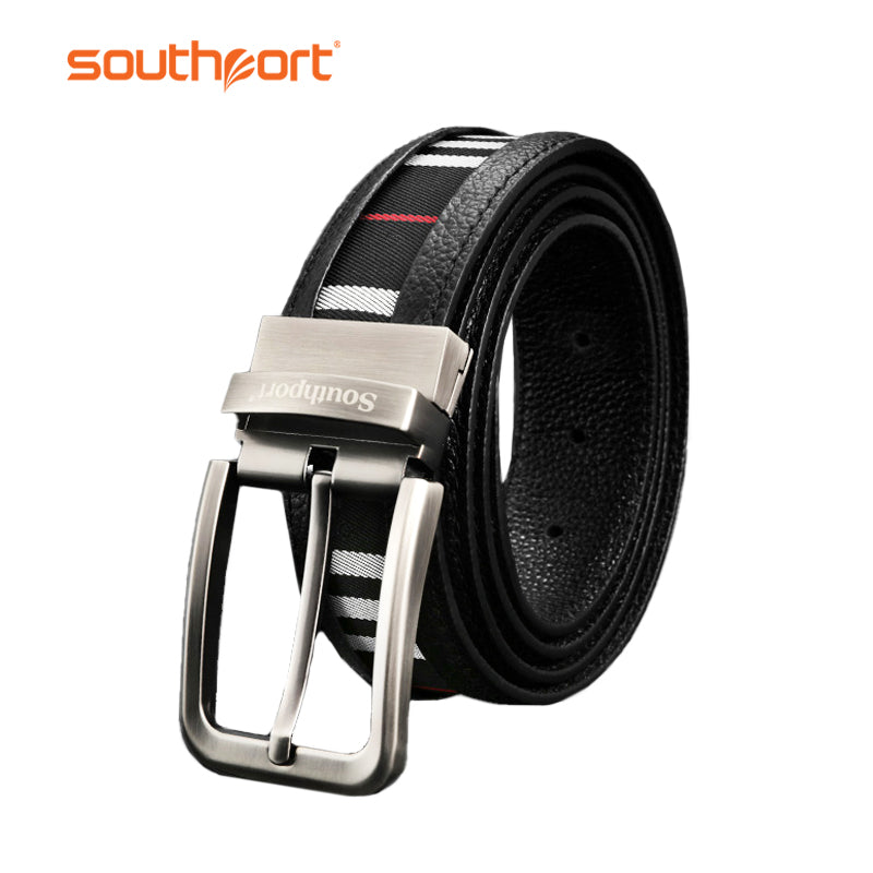 Southport cowhide belt men's belt leather rotate buckle Lattice belt
