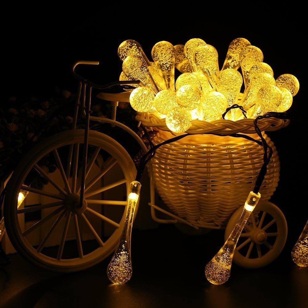 Outdoor Solar Waterproof Christmas String Lights raindrop