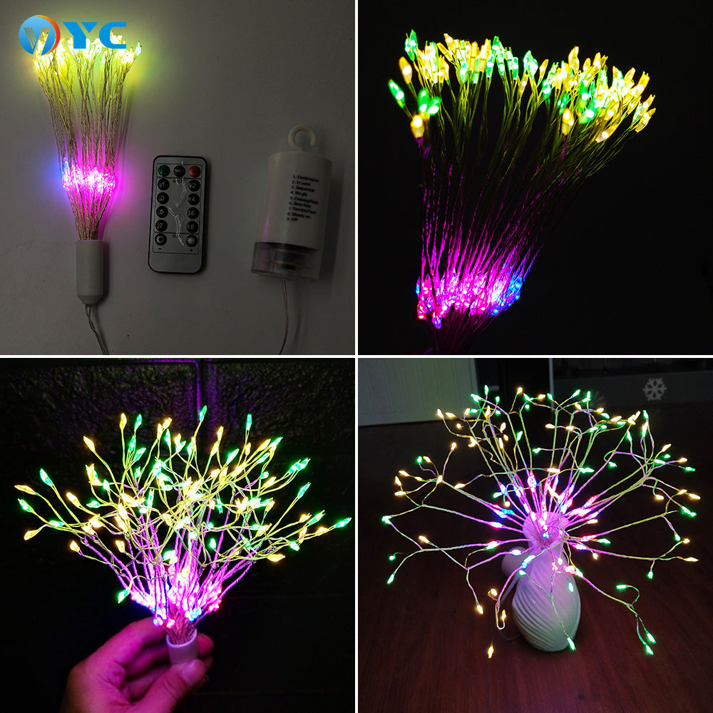 C2C Christmas Room Decoration Firework Remote Control Copper Wire Led Bouquet Fairy Light