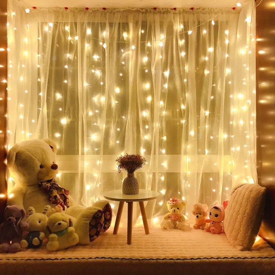 C2C Christmas Outdoor Solar LED String Curtain Windows Lights