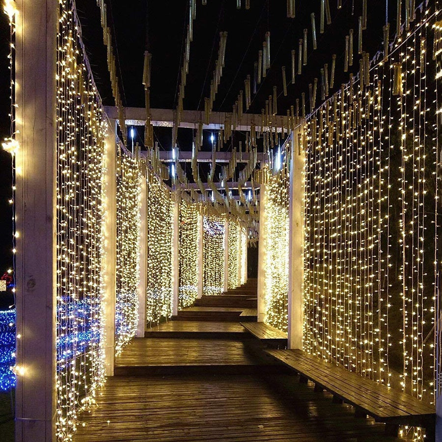 C2C Christmas Outdoor Solar LED String Curtain Windows Lights