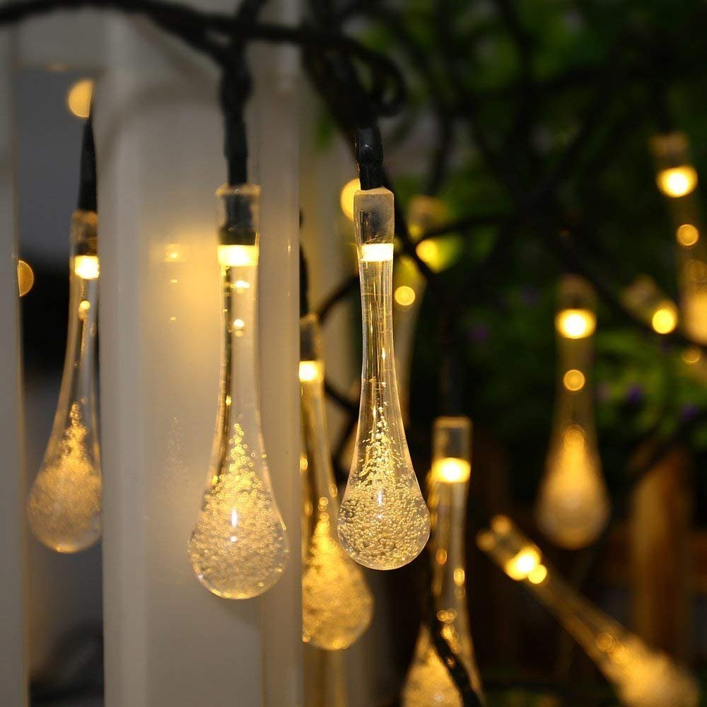 Outdoor Solar Waterproof Christmas String Lights raindrop