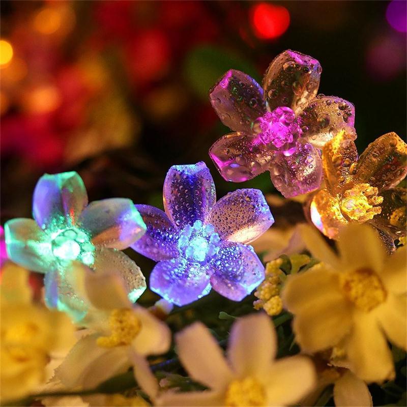 C2C Christmas Outdoor Garlands Flower Solar LED String Lights