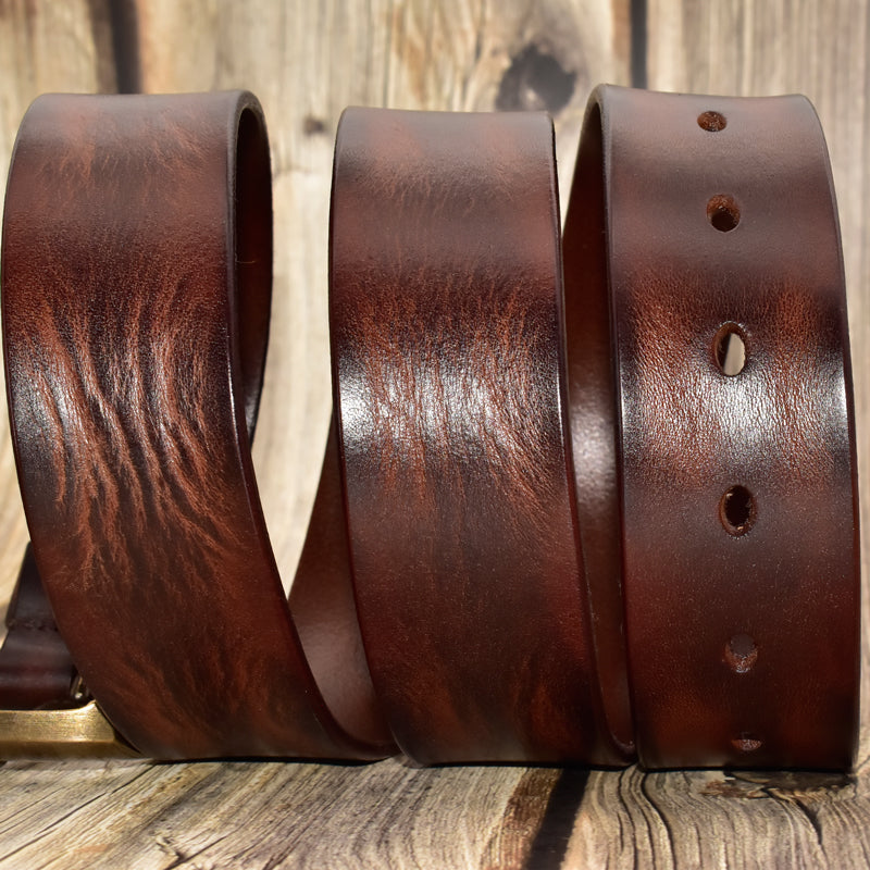 Western Leather Belt with Solid brass pin buckle for Men