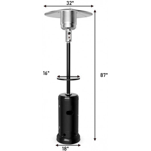 C2C Outdoor Heater Propane Standing LP Gas Steel with Table & Wheels