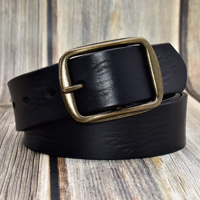 Western Leather Belt with Solid brass pin buckle for Men