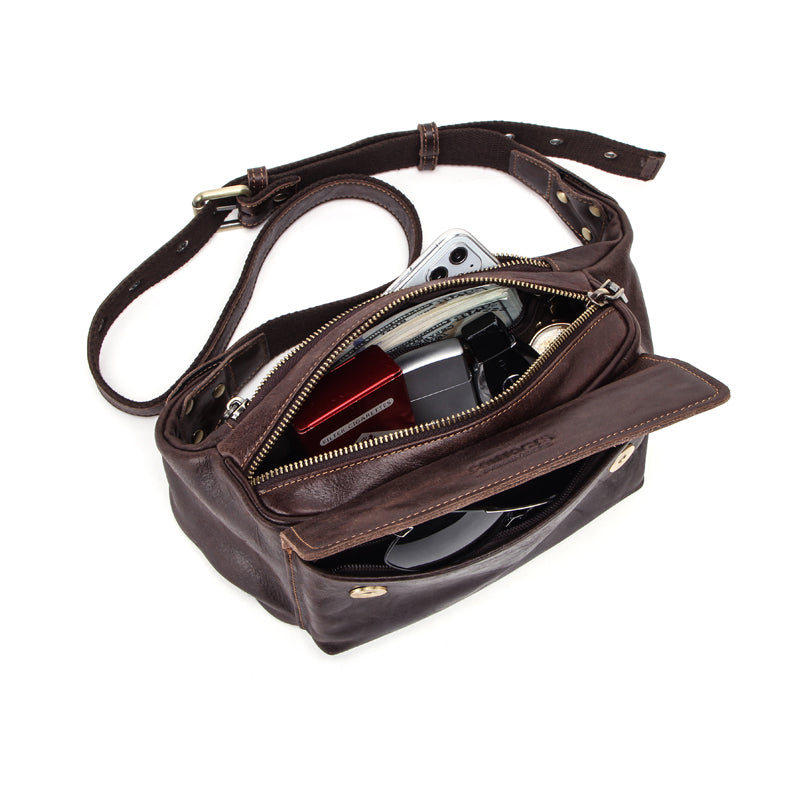 C2C Genuine leather  sport waist bag belt for running & travel with phone pocket