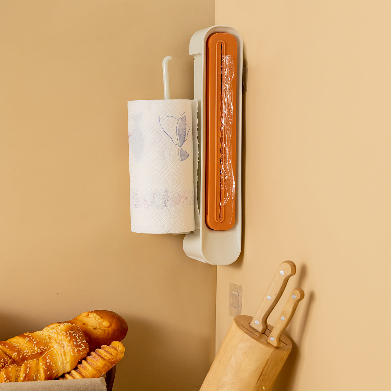 C2C Hang Holder Multifunctional Cutter Slide Storage Dispenser. Kitchen Gadgets