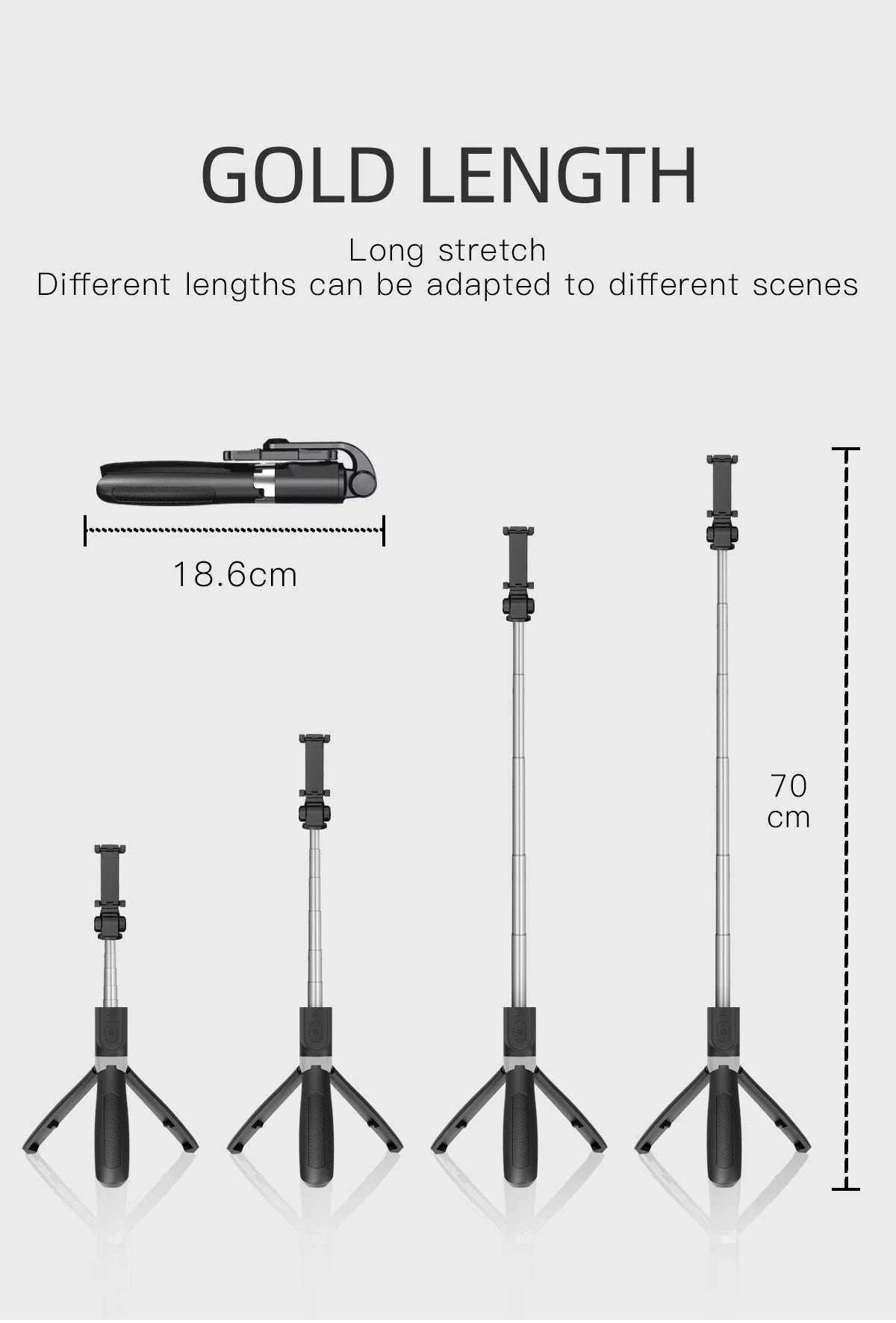 C2C All in One Extendable Selfie Sticks with Tripod Stand & Detachable Wireless Remote Control