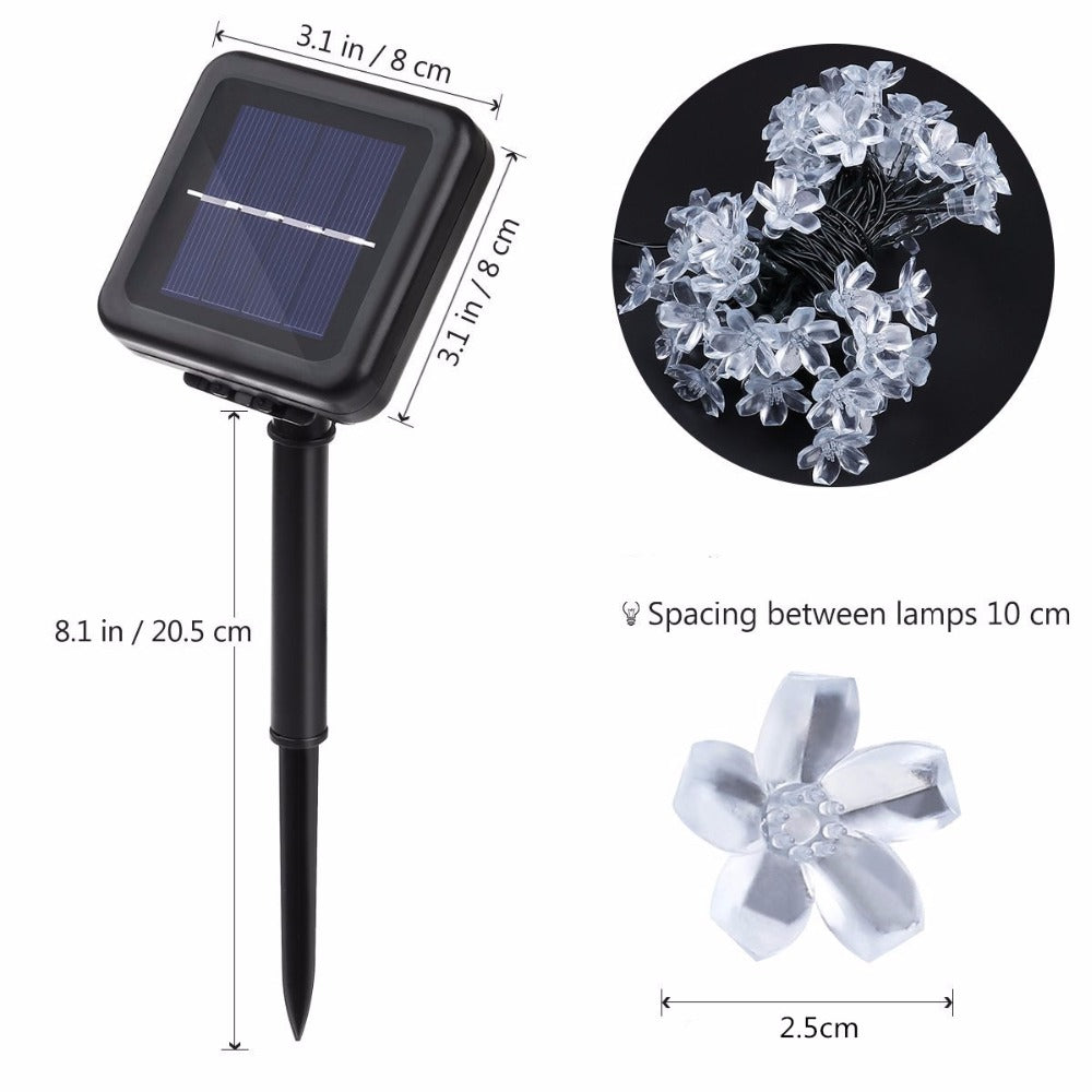 C2C Christmas Outdoor Garlands Flower Solar LED String Lights