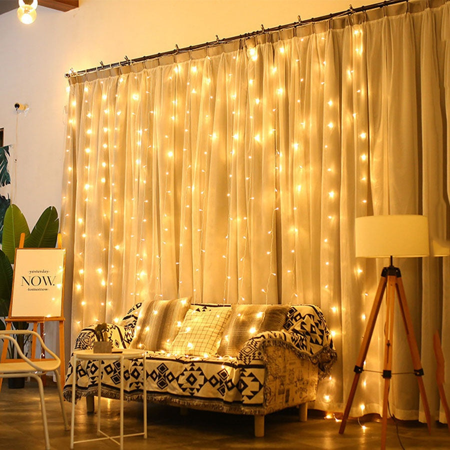 C2C Christmas Outdoor Solar LED String Curtain Windows Lights