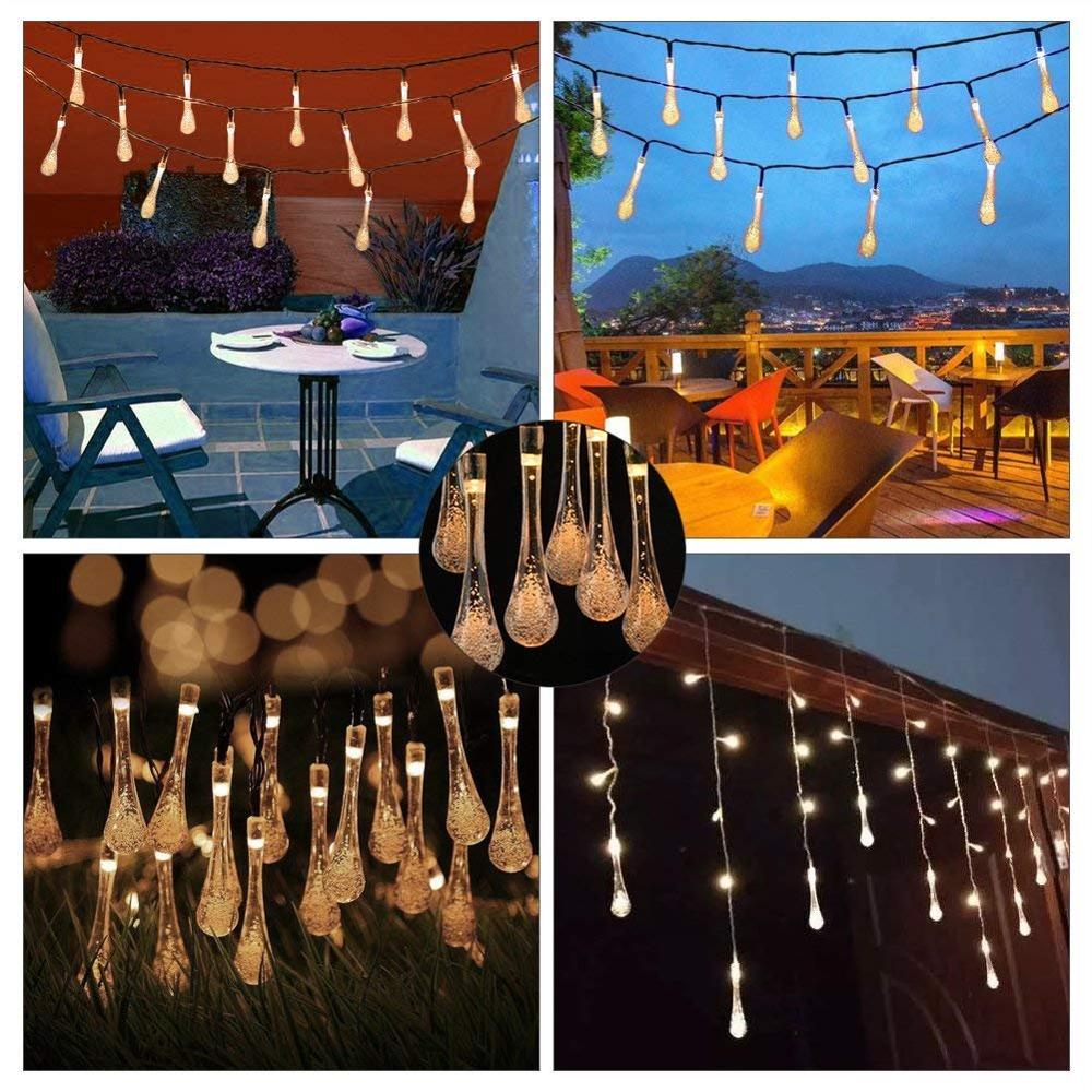 Outdoor Solar Waterproof Christmas String Lights raindrop