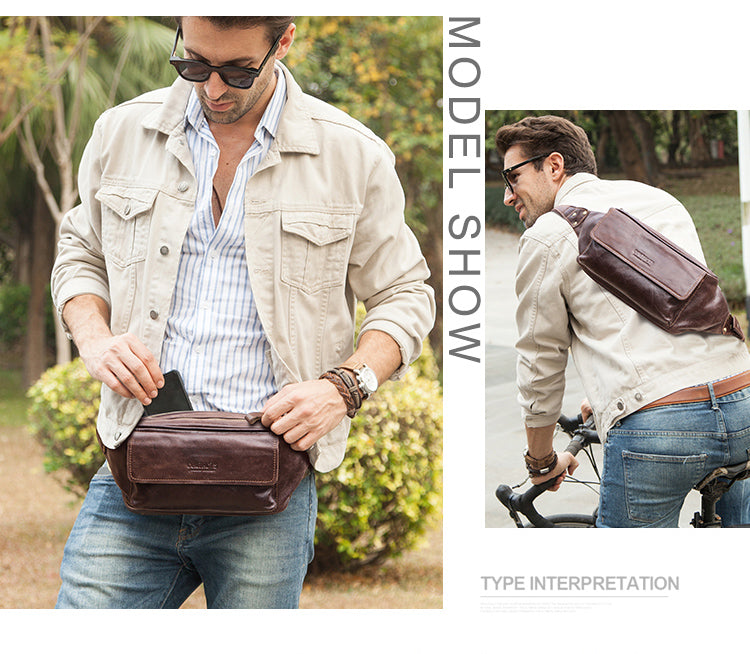 C2C Genuine leather  sport waist bag belt for running & travel with phone pocket