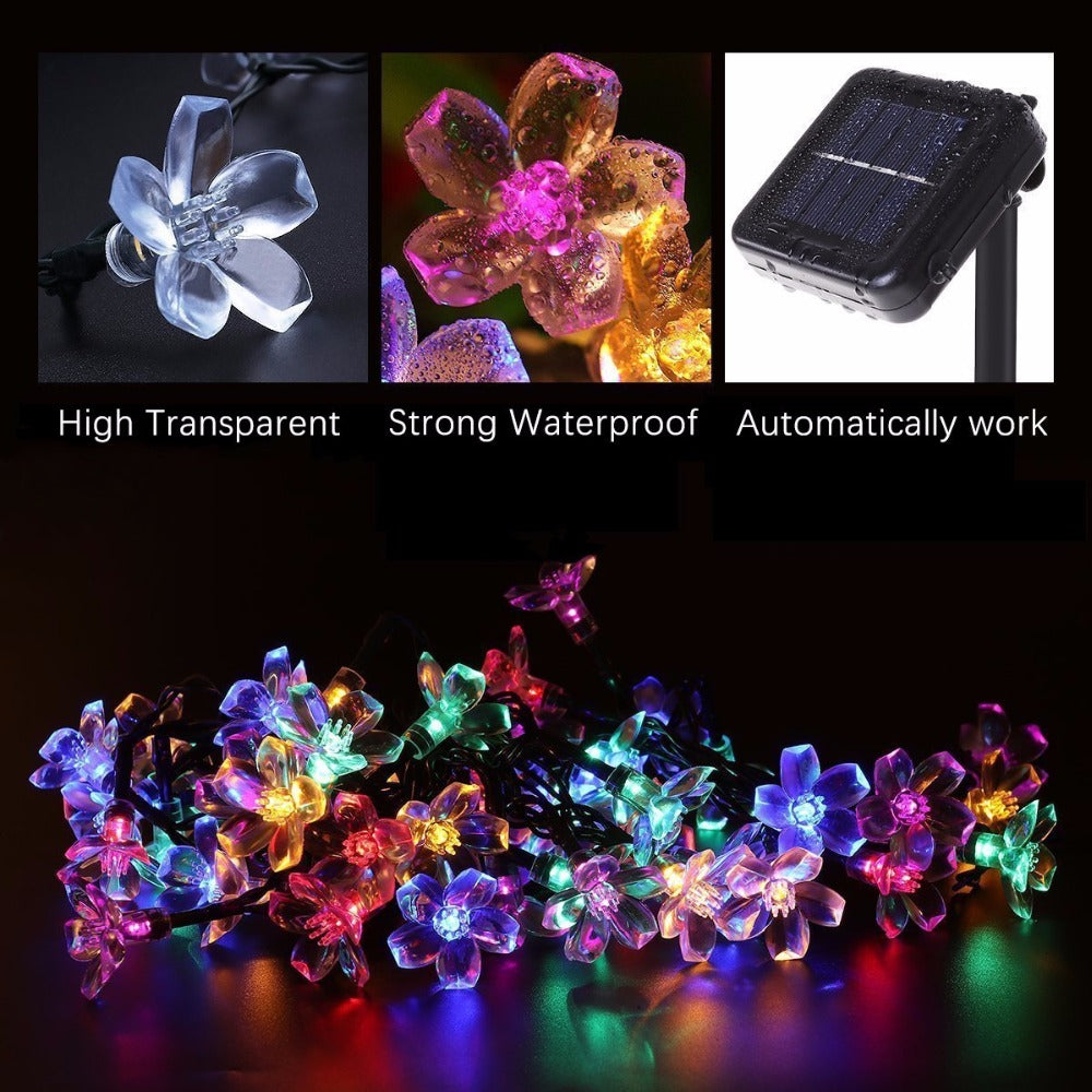 C2C Christmas Outdoor Garlands Flower Solar LED String Lights