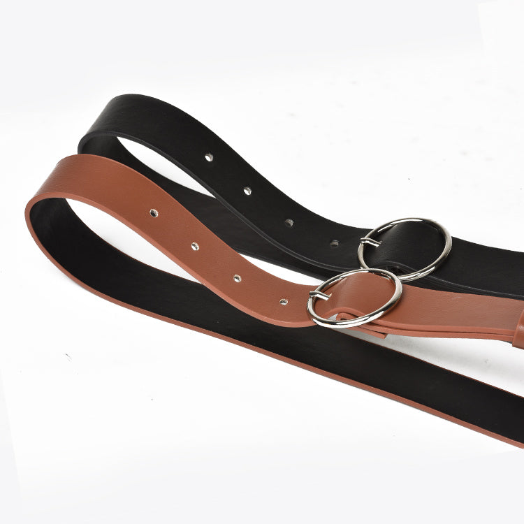 High Quality Genuine Leather Fashion Women Belt with Metal Round Buckle